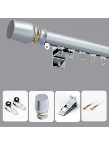 CHT02 Sonder White Black Grey Curtain Rods With Rail Gliders(Color: Grey)