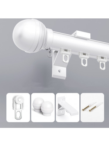 CHT03 Sonder Single/Double Curtain Poles With Track Gliders(Color: White)