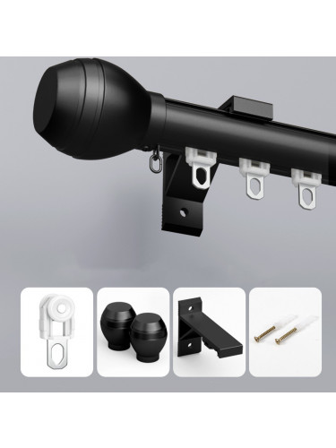 CHT05 Sonder Custom Curtain Rods With Track Rollers And Brackets(Color: Black)