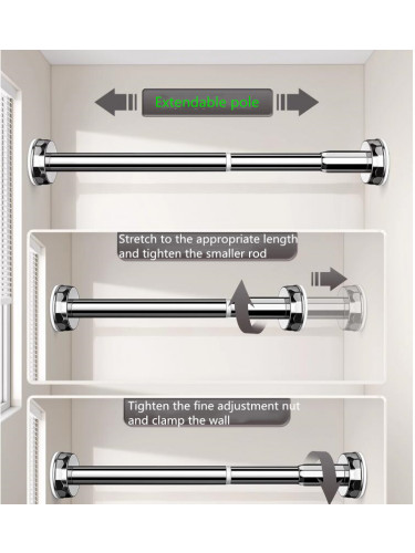 Steel Extendable Shower Curtain Pole For Heavy Curtain Cathedral