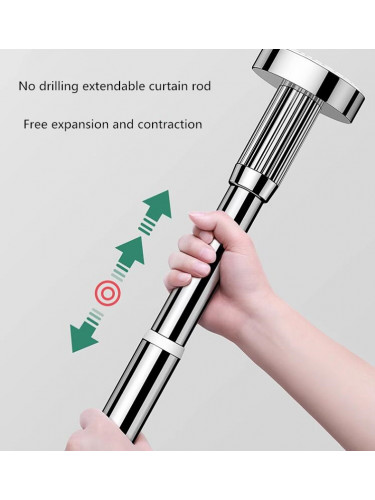 Adjustable Shower Curtain Pole Silver For Wet Room Cathedral