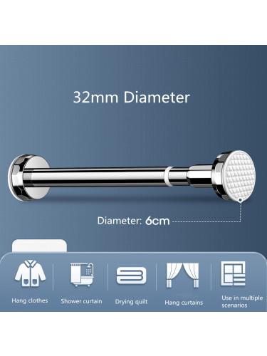 Adjustable Shower Curtain Pole Silver For Wet Room Cathedral(Color: Nickel silver)