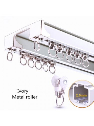 CHR36 Ceiling Mounted  Super Thick Aluminum Alloy Double Curtain Tracks (Color: Ivory)