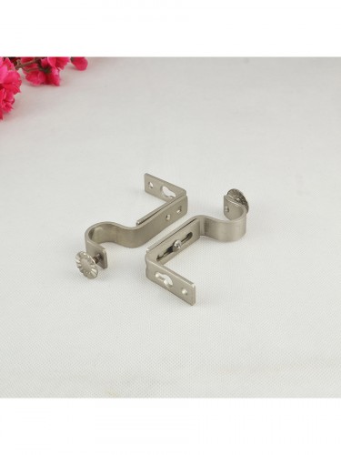 22mm Silver Wrought Iron Single Curtain Rod Set With Metal