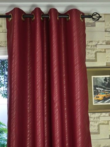 QY2123AD Lachlan Embossed Plain Dyed Eyelet Curtains (Color: Rumba Red)
