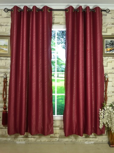 QY2123AD Lachlan Embossed Plain Dyed Eyelet Curtains Rumba Red Color