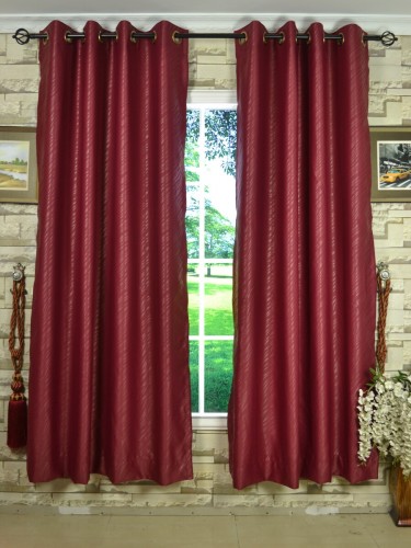QY2123AD Lachlan Embossed Plain Dyed Eyelet Curtains Rumba Red Color