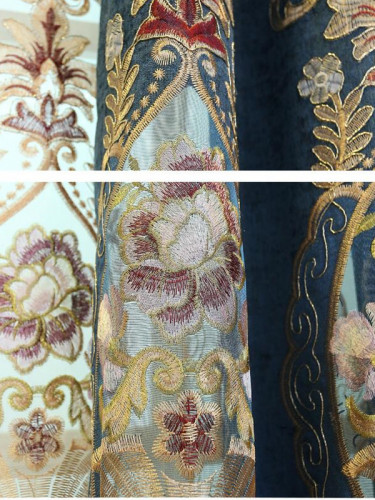 QY2168A Lachlan Embroidered Floral Thick Chenille Custom Made Curtains