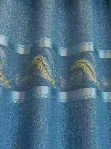 QY24H03A Murrumbidgee Beautiful Feather Jacquard Patterns Blue Grey Pink Chenille Custom Made Curtains