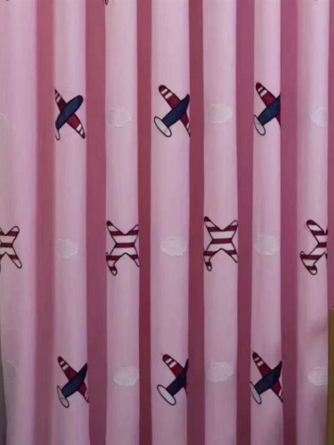 QY24H06BD Murrumbidgee Fashion Children Printing Cute Plane Patterns Pink And Blue Eyelet Tab Top Ready Made Curtains(Color: Pink)