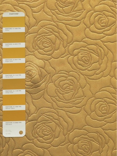 QY3163A Murrumbidgee Embossed Reflective Floral Custom Made Curtains (Color: Amber Gold)