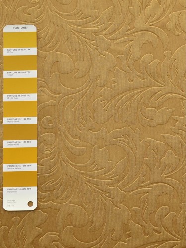 QY3163CS Murrumbidgee Embossed Reflective Floral Fabric Sample (Color: Amber Gold)