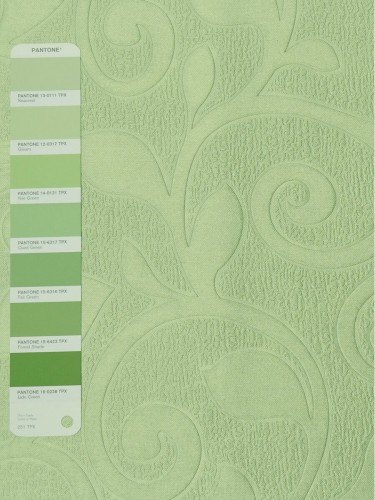 QY3163H Murrumbidgee Embossed Reflective Botanical Custom Made Curtains (Color: Nile Green)