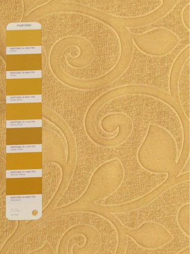 QY3163H Murrumbidgee Embossed Reflective Botanical Custom Made Curtains (Color: Amber Gold)