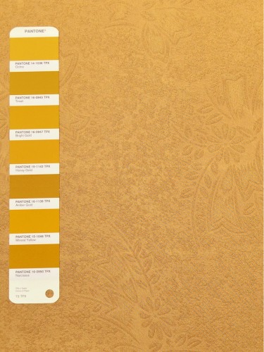 QY3163I Murrumbidgee Embossed Reflective Floral Custom Made Curtains (Color: Amber Gold)