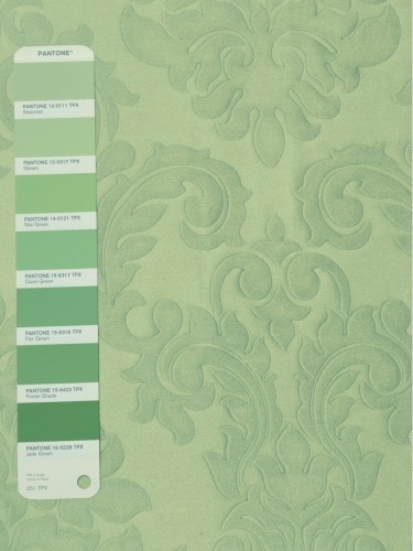 QY3163L Murrumbidgee Embossed Reflective Damask Custom Made Curtains (Color: Nile Green)