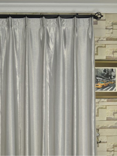 QY3241EA Cooper Creek Embossed Floral Striped Versatile Pleat Curtains (Color: Silver)