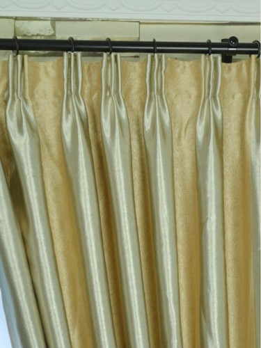 QY3241FA Cooper Creek Floral Striped Versatile Pleat Curtains  (Color: Dove)