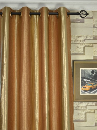 QY3241GD Cooper Creek Embossed Striped Eyelet Curtains (Color: Incense)