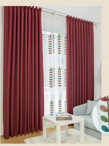 QY5130A Illawarra Plain Faux Linen Custom Made Curtains(Color: Red)