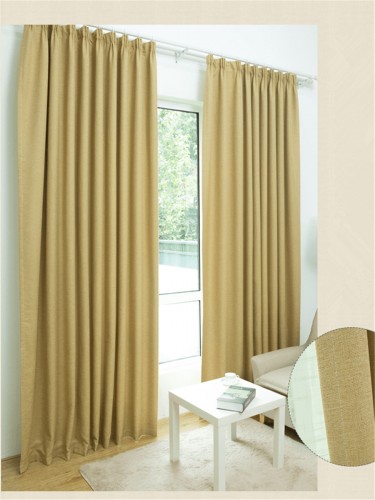QY5130AA Illawarra Plain Faux Linen Versatile Pleat Ready Made Curtains(Color: Yellow)