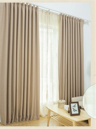 QY5130AA Illawarra Plain Faux Linen Versatile Pleat Ready Made Curtains(Color: Coffee)