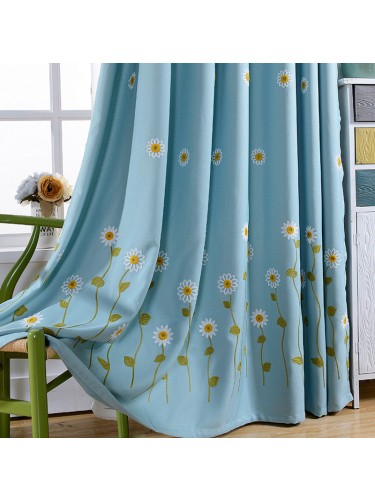 Illawarra Embroidered Floral Faux Linen Double Pinch Pleat