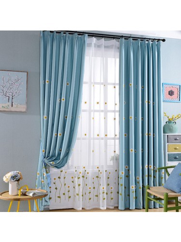 Illawarra Embroidered Floral Faux Linen Double Pinch Pleat
