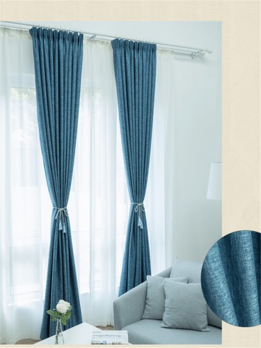 QY5130CA Illawarra Bright Plain Faux Linen Versatile Pleat Ready Made Curtains(Color: Blue)