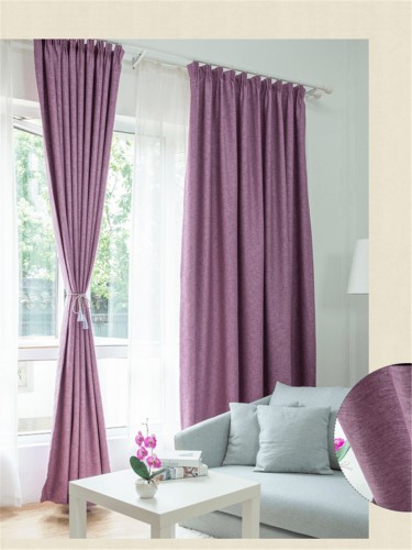 QY5130CA Illawarra Bright Plain Faux Linen Versatile Pleat Ready Made Curtains(Color: Purple)