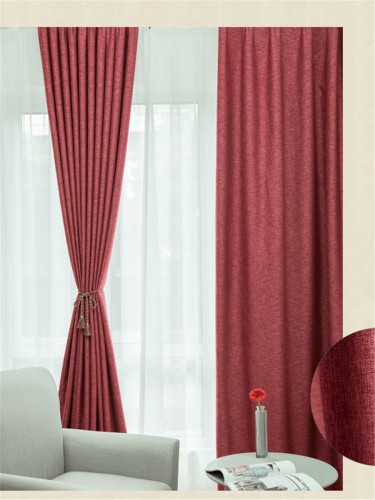 QY5130CA Illawarra Bright Plain Faux Linen Versatile Pleat Ready Made Curtains(Color: Red)