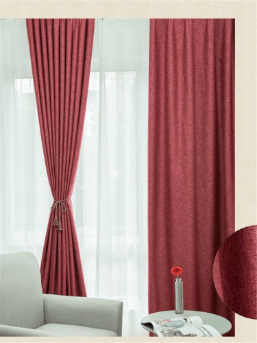 QY5130C Illawarra Bright Plain Faux Linen Custom Made Curtains(Color: Red)