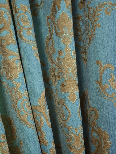 Angel Jacquard European Style Floral Pencil Pleat Chenille Curtain Fabric Details