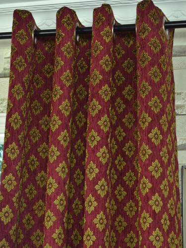 Angel Jacquard Victorian Damask Eyelet Chenille Curtain Fabric Details
