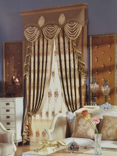 Angel Jacquard Floral Damask Curtain (Color: French Bistre)