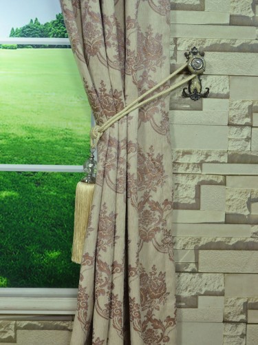 Angel Jacquard Floral Damask Eyelet Chenille Curtain Tassel Tieback