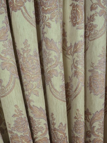 Angel Jacquard Floral Damask Pencil Pleat Chenille Curtain Tassel Tieback