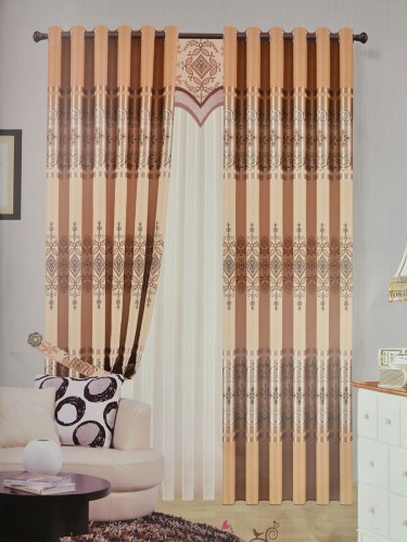 Angel Double-side Printed Pattern Damask Eyelet Curtain (Color: Atomic Tangerine)