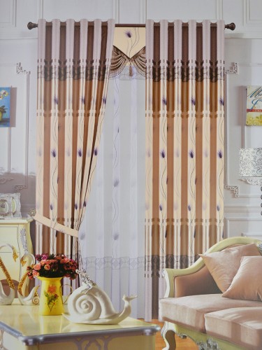 Angel Double-side Printed Pattern Buds Custom Made Curtains (Color: Cinereous)