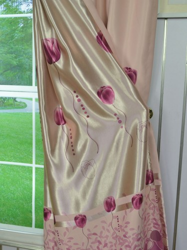 Angel Double-side Printed Pattern Roses Single Pinch Pleat Curtain Back Side Show