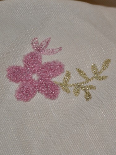 Isabel Embroidered Floral Stitching and Ruffle Eyelet Curtain Amaranth Pink Fabric