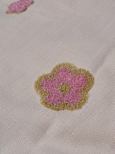 Isabel Embroidered Flowers Stitching and Ruffle Custom Made Curtains Amaranth Pink Fabric
