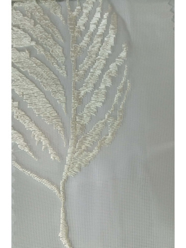 QY7121SHC Gingera Leaves Embroidered Double Pinch Pleat Ready Made Sheer Curtains(Color: Beige)
