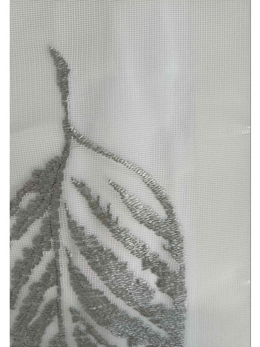 QY7121SHC Gingera Leaves Embroidered Double Pinch Pleat Ready Made Sheer Curtains(Color: Grey)