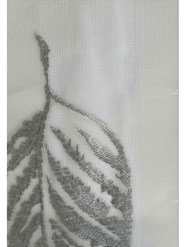 QY7121SHC Gingera Leaves Embroidered Double Pinch Pleat Ready Made Sheer Curtains(Color: Grey)