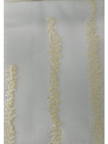 QY7121SIC Gingera Lavenders Embroidered Double Pinch Pleat Ready Made Sheer Curtains(Color: Beige)