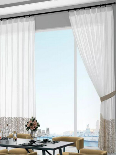 QY7121SL Gingera Spots Embroidered Custom Made Sheer Curtains
