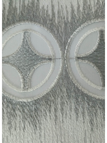 QY7121SNC Gingera Embroidered Double Pinch Pleat Ready Made Sheer Curtains(Color: White grey)