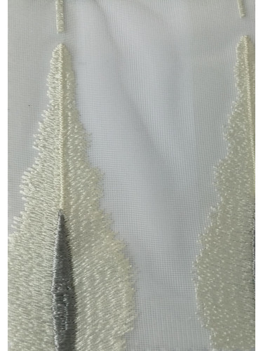 QY7121SOC Gingera Leaves Embroidered Double Pinch Pleat Ready Made Sheer Curtains(Color: White grey)