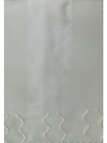 QY7121SP Gingera Horizontal Stripes Embroidered Custom Made Sheer Curtains(Color: Beige)